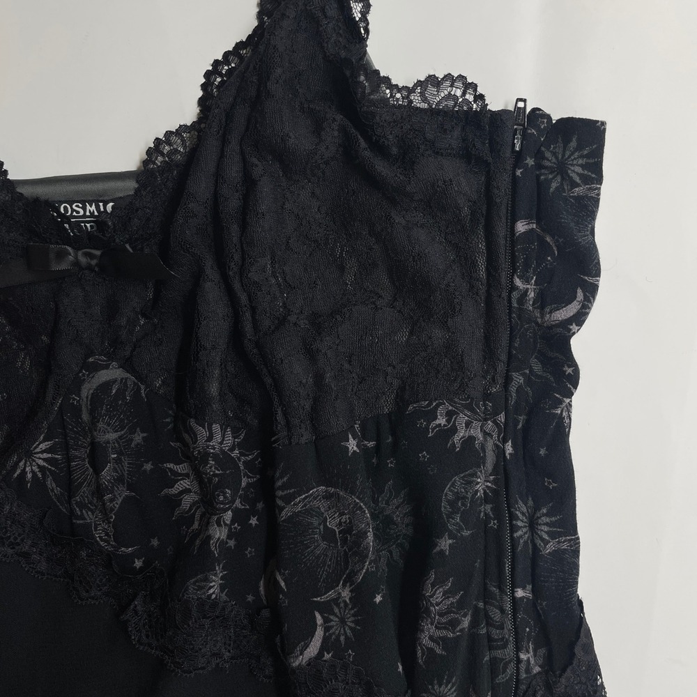 Cosmic Aura Hot Topic Black Celestial Lace Slip Dress Witchy Whimsigoth Moon L - Picture 4 of 8